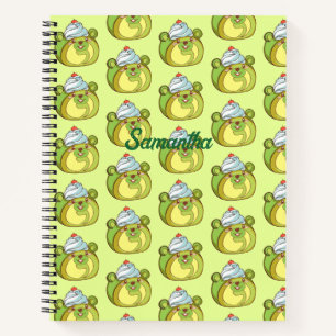 Kawaii Matcha Swiss Roll Bear Cake Notizblock
