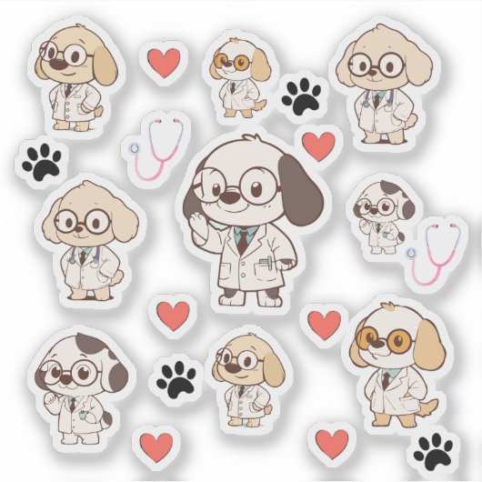 Kawaii Medical Dog Stickers Aufkleber (Vorderseite)