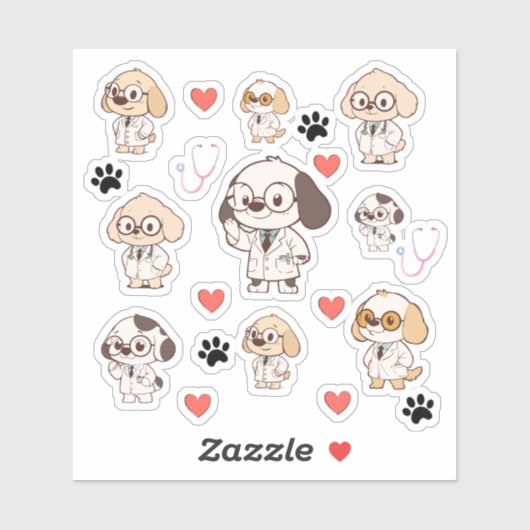 Kawaii Medical Dog Stickers Aufkleber (Blatt)
