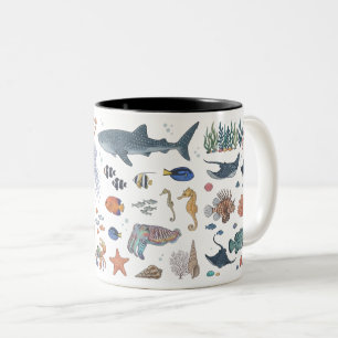 Kawaii Meeresleben-Tasse Zweifarbige Tasse