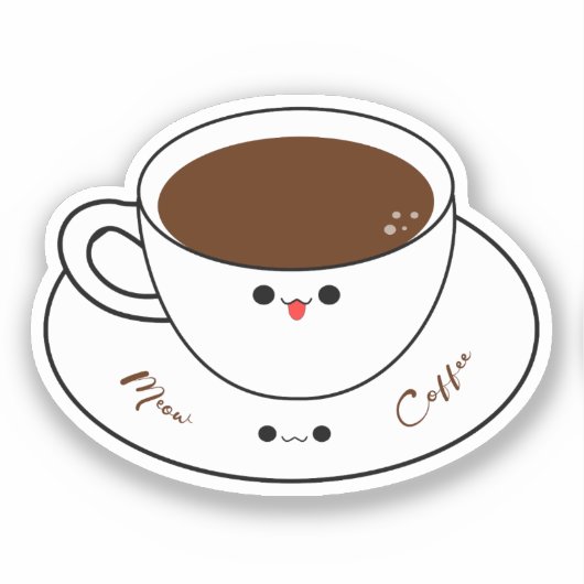 Kawaii Meow Kaffee Vinyl Sticker (Vorderseite)
