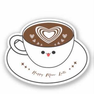 Kawaii Meow Latte Kaffee Vinyl Aufkleber