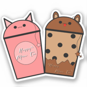 Kawaii Meow Tea Vinyl Aufkleber