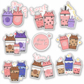 Kawaii Meow Tee Cup Vinyl Sticker (Vorderseite)