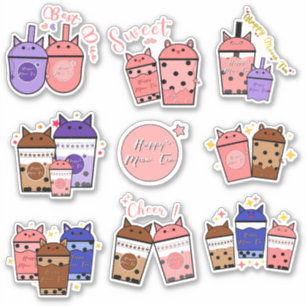 Kawaii Meow Teetasse Vinyl Aufkleber
