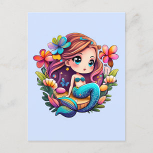 Kawaii Mermaid Postkarte