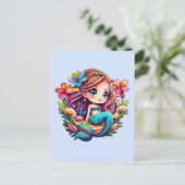 Kawaii Mermaid Postkarte (Stehend Vorderseite)
