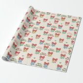 Kawaii "Merry Christmas" Bell & Ribbon Geschenkpapier (Ungerollt)