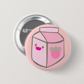 Kawaii Milchkarton Erdbeere Happy Gesichtsausdruck Button (Vorne & Hinten)
