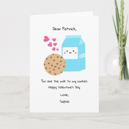 Kawaii Milchkekse Niedlicher Tag des Valentins Feiertagskarte (Vorderseite)