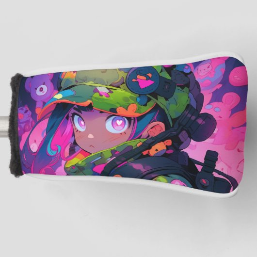 Kawaii Military Hunter Camouflage Herz-Augen-Anime Golf Headcover (Vorderseite)