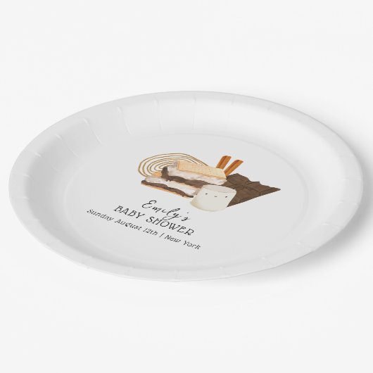 Kawaii Minimalistisch S'more Liebe & Fun Baby Dusc Pappteller (Schrägansicht)