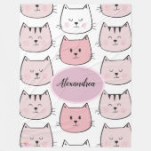 Kawaii Mit Monogramm Kitten Theme Fleece Blanket (Vorderseite)
