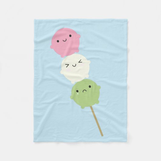Kawaii Mochi Dango Fleecedecke (Vorderseite)