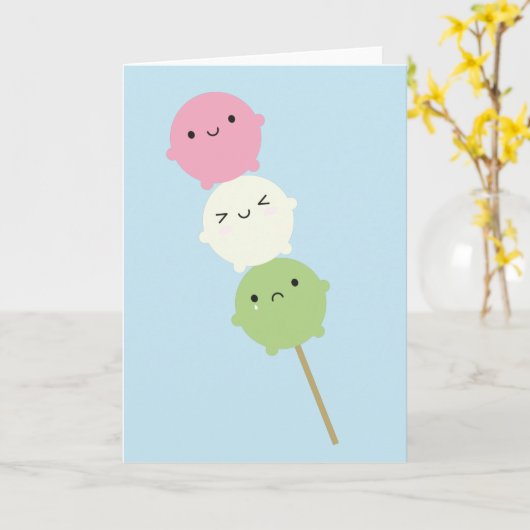 Kawaii Mochi Dango Karte (Gelbe Blume)