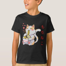 Kawaii Mochi Neko Cat Eating Sushi T - Shirt
