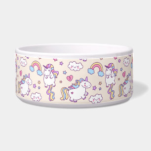 Kawaii molliges Fliegen-Einhorn-Regenbogenmuster Napf