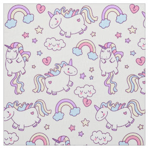 Kawaii molliges Fliegen-Einhorn-Regenbogenmuster Stoff