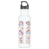 Kawaii molliges Fliegen-Einhorn-Regenbogenmuster Trinkflasche (Rückseite)