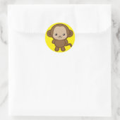 Kawaii Monkey Runder Aufkleber (Tasche)