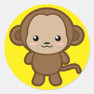 Kawaii Monkey Runder Aufkleber