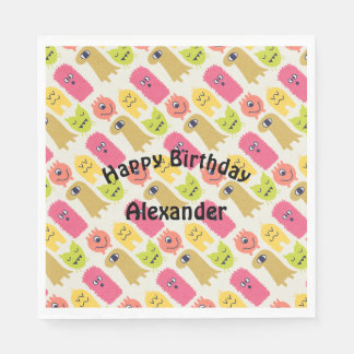 Kawaii Monster Birthday Party Napkin Serviette