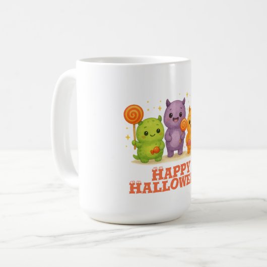 Kawaii Monsters & Lollipops Halloween Kaffeetasse (Vorderseite Links)