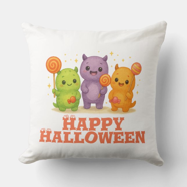 Kawaii Monsters & Lollipops Halloween Kissen (Vorderseite)
