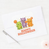Kawaii Monsters & Lollipops Halloween Quadratischer Aufkleber (Umschlag)