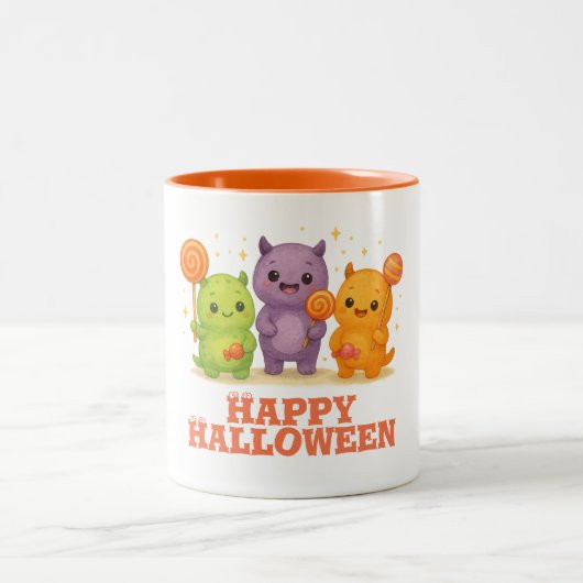 Kawaii Monsters & Lollipops Halloween Zweifarbige Tasse (Mittel)