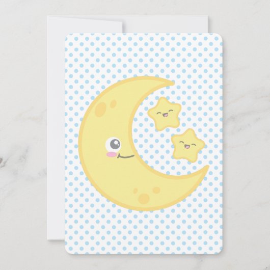 Kawaii Moon and Stars Baby Shower Einladungen (Vorderseite)