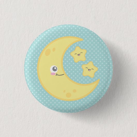 Kawaii Moon and Stars Button (Vorderseite)