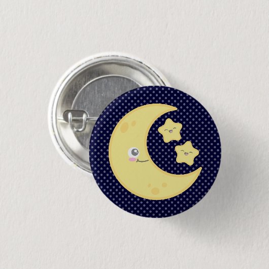 Kawaii Moon and Stars Button (Vorne & Hinten)