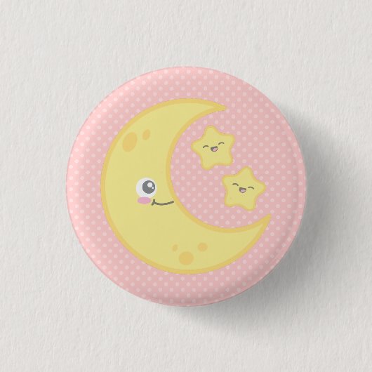 Kawaii Moon and Stars Button (Vorderseite)