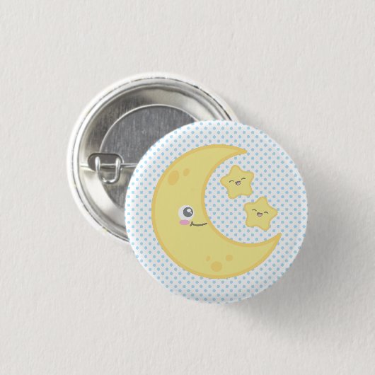 Kawaii Moon and Stars Button (Vorne & Hinten)