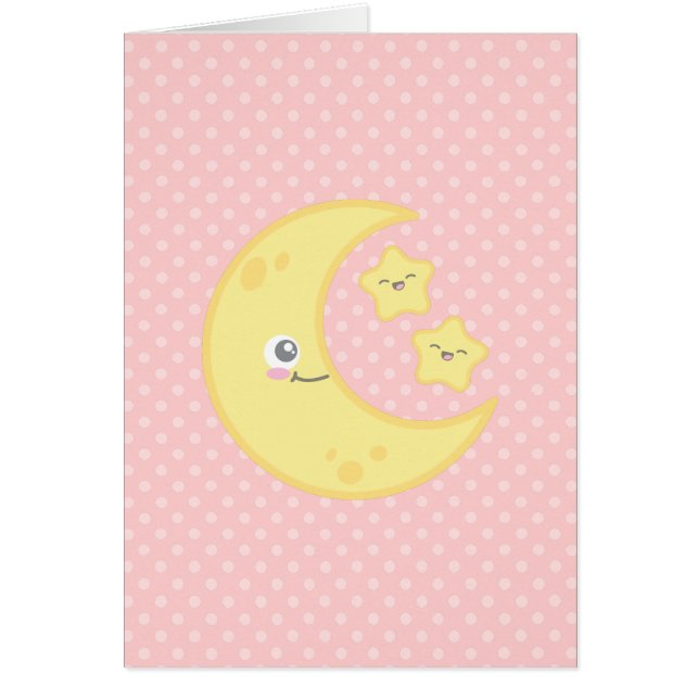 Kawaii Moon and Stars Note Card (Vorne)