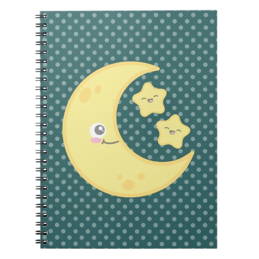 Kawaii Moon and Stars Notebook Notizblock (Vorderseite)