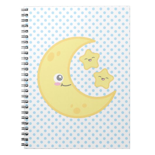 Kawaii Moon and Stars Notebook Notizblock (Vorderseite)