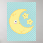 Kawaii Moon and Stars Poster Print (Vorne)