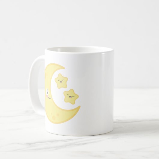 Kawaii Moon and Stars Tasse (Vorderseite Links)