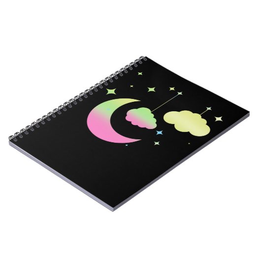 Kawaii Moon und Clouds Pastel Goth Art Notizblock (Linke Seite)