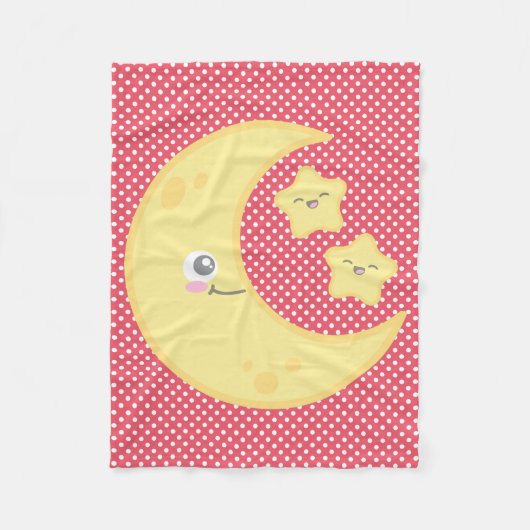 Kawaii Moon und Stars Fleece Blanket (Vorderseite)