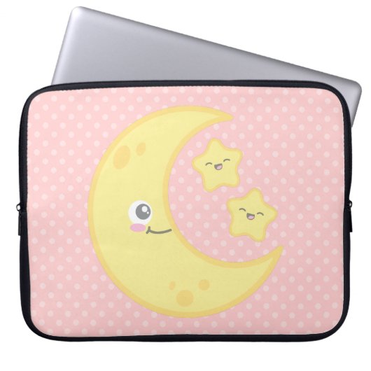 Kawaii Moon und Stars Laptop Sleeve (Vorderseite)