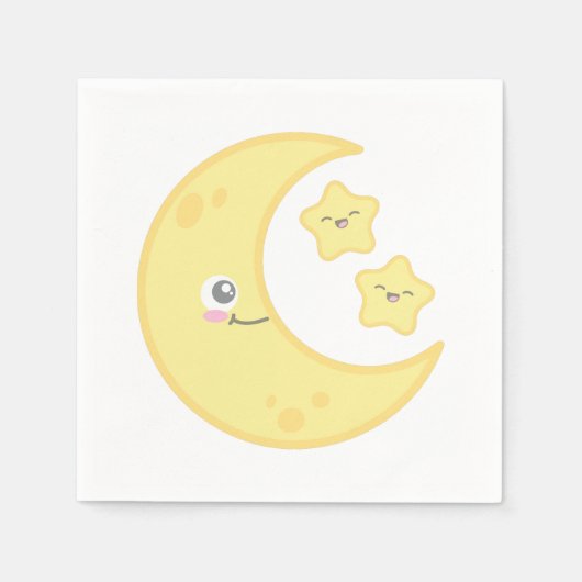 Kawaii Moon und Stars Napkins Serviette (Vorderseite)