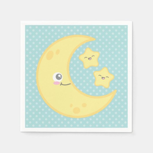 Kawaii Moon und Stars Napkins Serviette (Vorderseite)