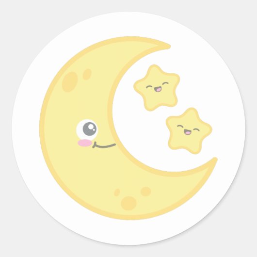 Kawaii Moon und Stars Stickers (Vorderseite)