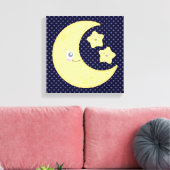 Kawaii Moon und Stars Wrapped Canvas Leinwanddruck (Insitu (Wohnzimmer))