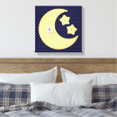 Kawaii Moon und Stars Wrapped Canvas Leinwanddruck (Insitu (Schlafzimmer))