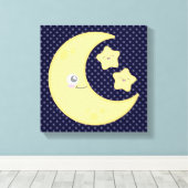 Kawaii Moon und Stars Wrapped Canvas Leinwanddruck (Insitu (Holzboden))