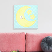 Kawaii Moon und Stars Wrapped Canvas Leinwanddruck (Insitu (Wohnzimmer))